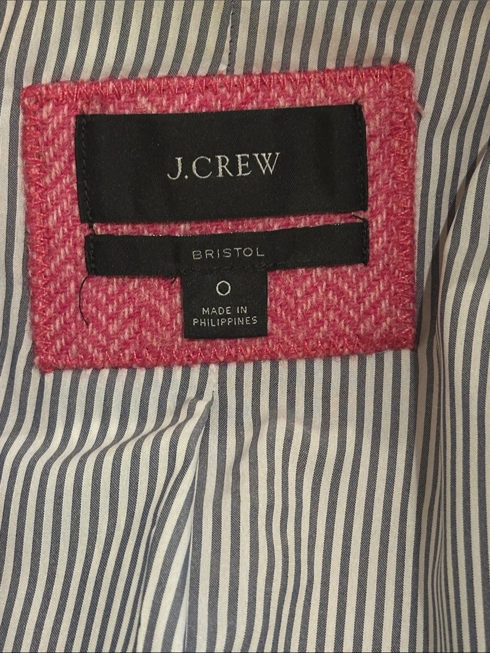 J. Crew Double-Breasted Pink Herringbone Blazer